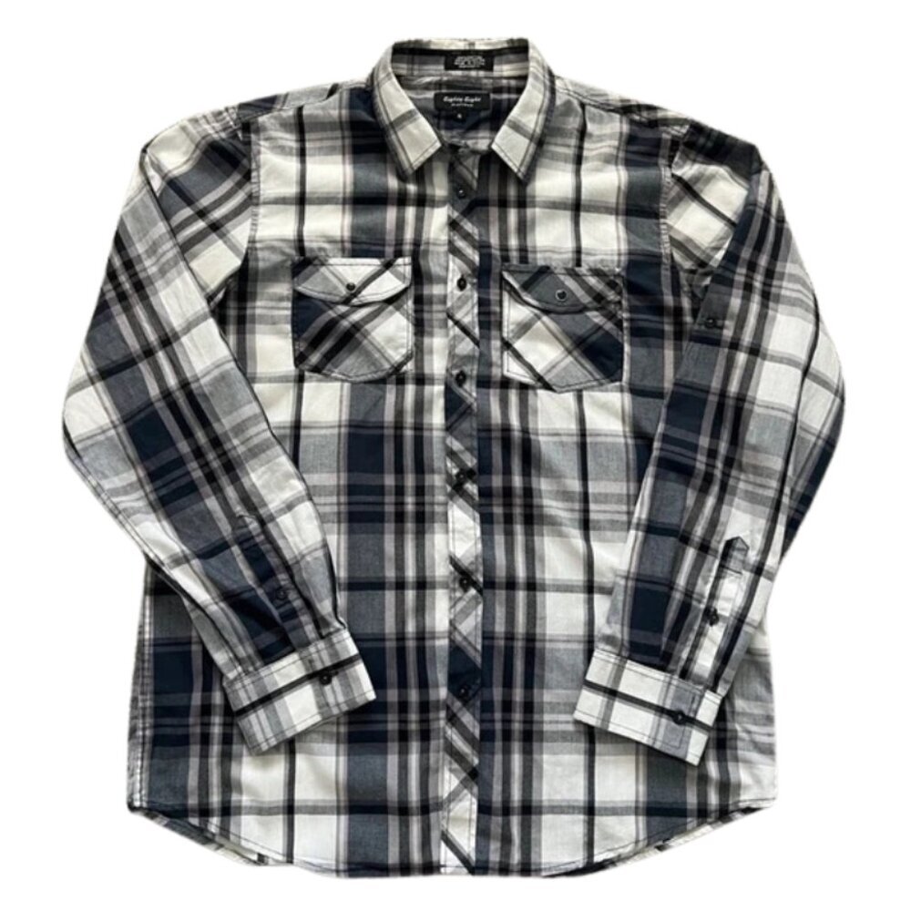 EIGHTY EIGHT 88 Platinum Men’s Black & White Plaid Button-Down Shirt - Size XL